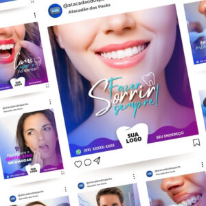 Artes para Odonto Editáveis no Canva _ Posts Prontos com Títulos e Legendas para Facebook e Instagram