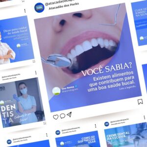 Posts e Templates Prontos para Dentistas _ Pack Canva Editável com Artes + Legendas para Instagram e Facebook