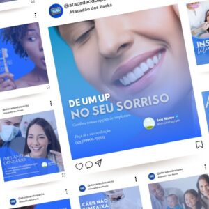 Posts e Templates Prontos para Dentistas _ Pack Canva Editável com Artes + Legendas para Instagram e Facebook