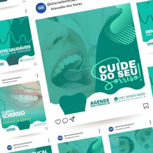 Templates e Artes para Dentistas no Canva _ Pack Editável com 10 Posts + Legendas para Instagram e Facebook