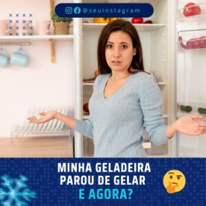 Pack de Artes para Assistência Técnica de Ar Condicionado e Refrigeração Editáveis no Canva Posts Prontos para Redes Sociais Social Media Facebook e Instagram com Títulos e Legendas