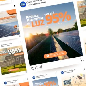 Pack de Artes para Empresa de Energia Solar Editáveis no Canva Posts Prontos para Redes Sociais Social Media Facebook e Instagram com Títulos e Legendas (2)