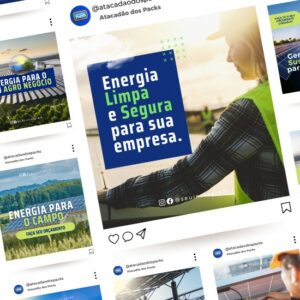 Pack de Artes para Energia Solar Editáveis no Canva Posts Prontos para Redes Sociais Social Media Facebook e Instagram com Títulos e Legendas