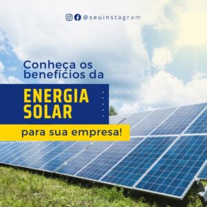 Pack de Artes para Energia Solar Editáveis no Canva Posts Prontos para Redes Sociais Social Media Facebook e Instagram com Títulos e Legendas