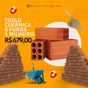 Pack de Artes para Loja de Materiais de Construção Editáveis no Canva Posts Prontos para Redes Sociais Social Media Facebook e Instagram com Títulos e Legendas
