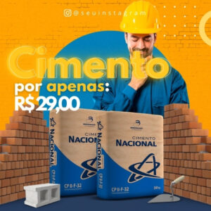 Pack de Artes para Loja de Materiais de Construção Editáveis no Canva Posts Prontos para Redes Sociais Social Media Facebook e Instagram com Títulos e Legendas