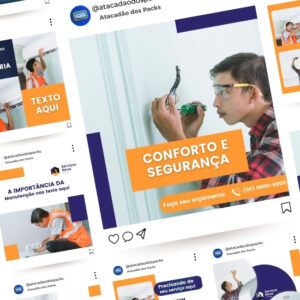 Pack de Artes para Marido de Aluguel Editáveis no Canva Posts Prontos para Redes Sociais Social Media Facebook e Instagram com Títulos e Legendas