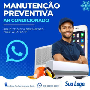 Pack de Artes para Técnico de Manutenção de Ar Condicionado Editáveis no Canva Posts Prontos para Redes Sociais Social Media Facebook e Instagram com Títulos e Legendas