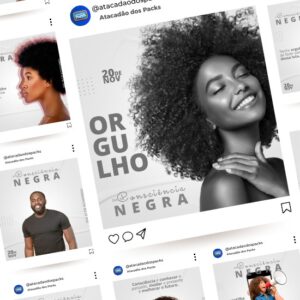 Pack de Artes Dia da Consciência Negra Editáveis no Canva Posts Prontos para Redes Sociais Social Media Facebook e Instagram com Títulos e Legendas
