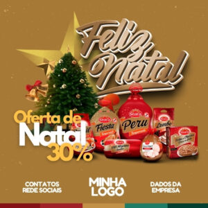 Pack de Artes para Promoções de Natal Editáveis no Canva Posts Prontos para Redes Sociais Social Media Facebook e Instagram com Títulos e Legendas