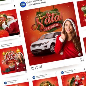 Pack de Artes Feliz Natal Editáveis no Canva Posts Prontos para Redes Sociais Social Media Facebook e Instagram com Títulos e Legendas