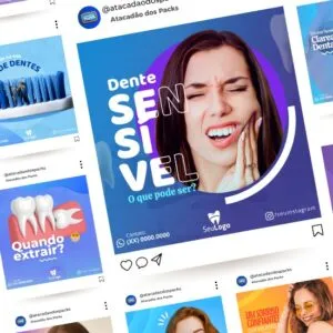 Artes para Clínica Odontológica Editáveis no Canva _ Posts Prontos com Títulos e Legendas para Facebook e Instagram