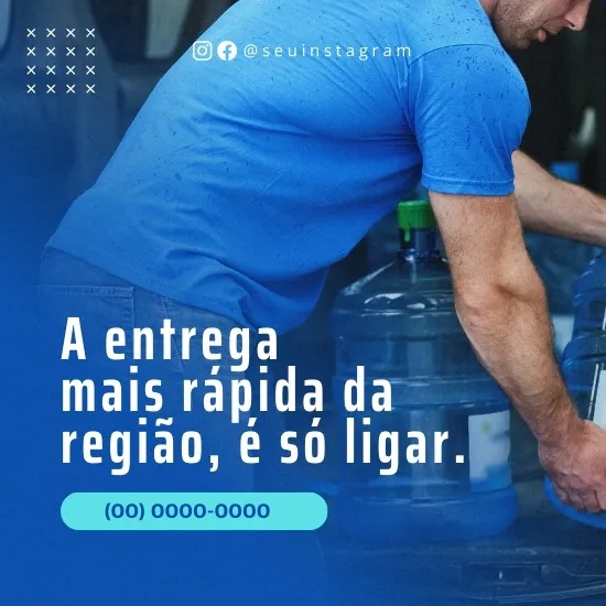 Pack de Artes para Depósito Revendedor de Água Mineral Editáveis no Canva Posts Prontos com Títulos e Legendas