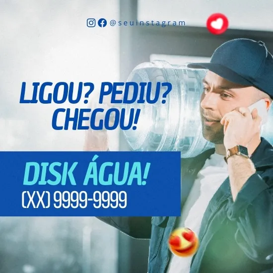 Pack de Artes para Depósito Revendedor de Água Mineral Editáveis no Canva Posts Prontos com Títulos e Legendas