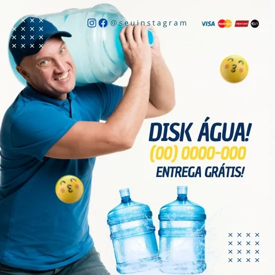 Pack de Artes para Depósito Revendedor de Água Mineral Editáveis no Canva Posts Prontos com Títulos e Legendas