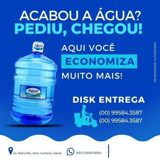 Pack de Artes para Revendedor Depósito de Gás e Água Mineral Editáveis no Canva Posts Prontos com Títulos e Legendas