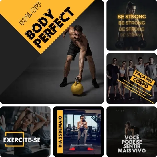 Imagem do Produto Pack de Posts Prontos para Academias, Crossfit e Personal Trainer com Artes Editáveis no Canva