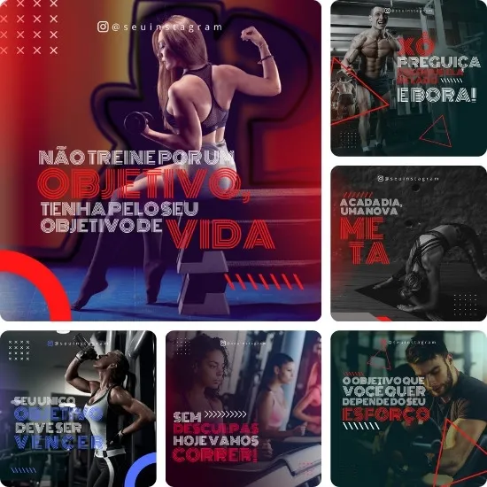 Imagem do Produto Pack de Posts Prontos para Academias, Crossfit e Personal Trainer com Artes Editáveis no Canva