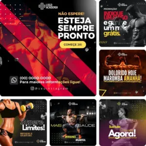 Imagem do Produto Pack de Posts Prontos para Academias, Crossfit e Personal Trainer com Artes Editáveis no Canva