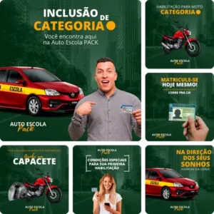 Imagem do Produto Pack de Posts Prontos para CFC Autoescola Centro de Formação de Condutores Artes Editáveis no Canva