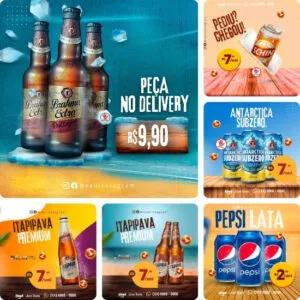 Imagem do Produto Pack de Posts Prontos para Depósito e Delivery de Bebidas com Artes Editáveis no Canva