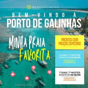 Pack de Posts Prontos para Agência de Turismo & Viagens Editáveis no Canva
