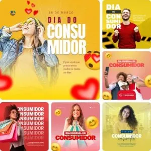 Posts Dia do Consumidor Pack Canva com 16 Artes EditÃƒÂ¡veis