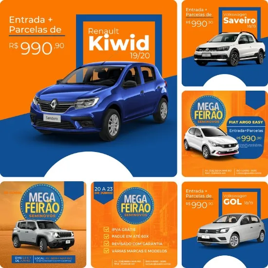 Posts Prontos para Loja de Carros 03 - Pack Canva com 10 Artes Editáveis