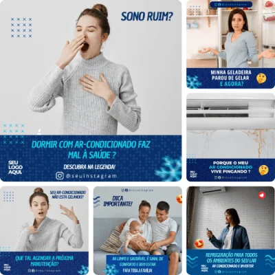 Posts para Ar Condicionado - Pack Canva com 30 Artes EditÃƒÆ’Ã†â€™Ãƒâ€ Ã¢â‚¬â„¢ÃƒÆ’Ã¢â‚¬Å¡Ãƒâ€šÃ‚Â¡veis