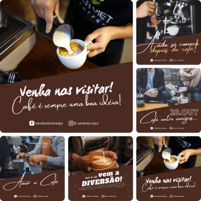 Posts para Cafeteria - Pack Canva com 10 Artes EditÃƒÆ’Ã†â€™Ãƒâ€ Ã¢â‚¬â„¢ÃƒÆ’Ã¢â‚¬Å¡Ãƒâ€šÃ‚Â¡veis