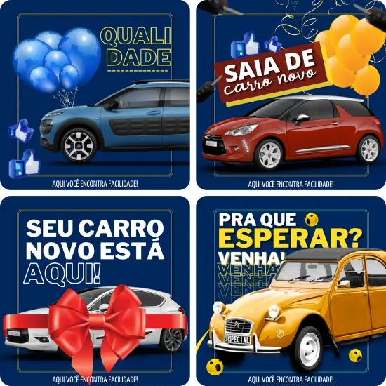 Posts para Loja de Carros - Pack Canva com 10 Artes