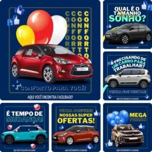 Posts para Loja de Carros - Pack Canva com 10 Artes