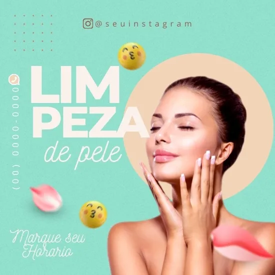 Imagem do Produto Posts Prontos para Clínica de Tratamento Facial e Corporal Editáveis no Canva com Títulos e Legendas