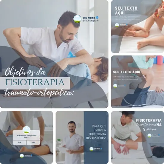 Artes para Fisioterapeutas Editáveis no Canva com Posts para Feed e Stories