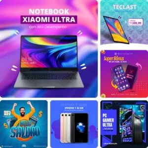 Posts Prontos para Loja de Eletrônicos - Pack Canva com 32 Artes - atacadaodospacks.com