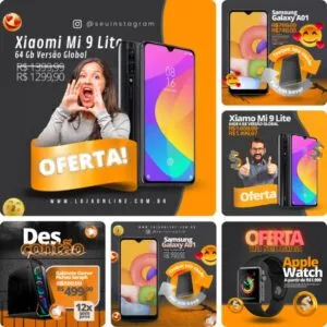 Posts Prontos para Loja de Eletrônicos - Pack Canva com 32 Artes - atacadaodospacks.com