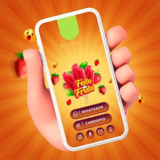 Cartão Digital Interativo para Sorveteria - Pack Canva com 05 Artes