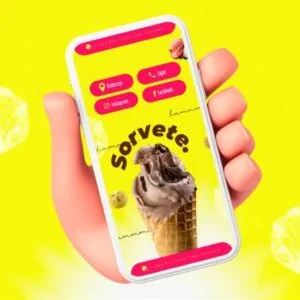 Cartão Digital Interativo para Sorveteria - Pack Canva com 05 Artes