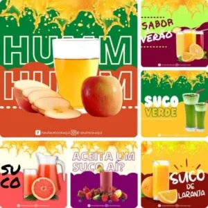 Posts Prontos para Casa de Sucos 02 - Pack Canva com 10 Artes Editáveis