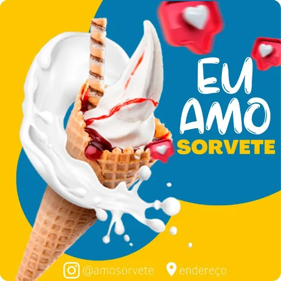 Posts Prontos para Sorveteria Artes Editáveis no Canva