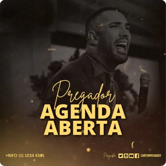 Artes para Agenda de Eventos Gospel Editáveis no Canva - Pack de Posts Prontos para Facebook e Instagram