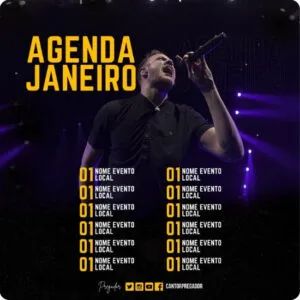 Artes para Agenda de Eventos Gospel Editáveis no Canva - Pack de Posts Prontos para Facebook e Instagram