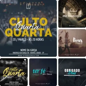 Artes para Igrejas Gospel Editável no Canva