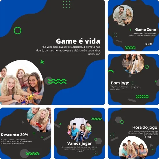 Posts Prontos para Loja de Games - Pack Canva com 20 Artes Editáveis para Facebook e Instagram