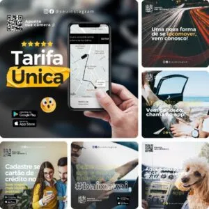 Posts Prontos para Motorista de Aplicativo 03 - Pack Canva com 20 Artes Editáveis