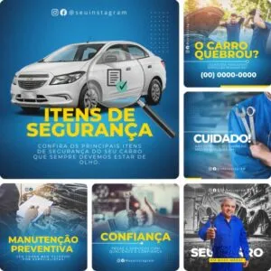 Posts Prontos para Oficina Mecânica - Pack Canva com 14 Artes