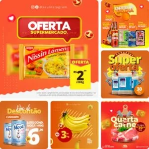 Artes para Mercadinho Editáveis no Canva Posts Prontos para Instagram e Facebook