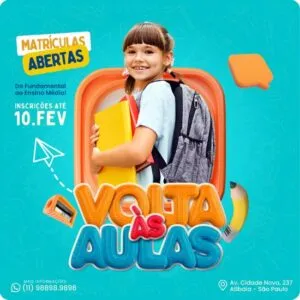 Artes Volta as Aulas Editáveis no Canva Pack com Posts Prontos Escolar para Feed e Stories do Facebook e Instagram