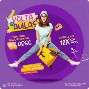 Artes Volta as Aulas Editáveis no Canva Pack com Posts Prontos Escolar para Feed e Stories do Facebook e Instagram