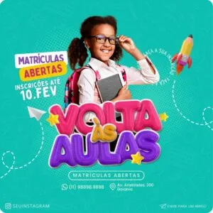 Artes Volta as Aulas Editáveis no Canva Pack com Posts Prontos Escolar para Feed e Stories do Facebook e Instagram